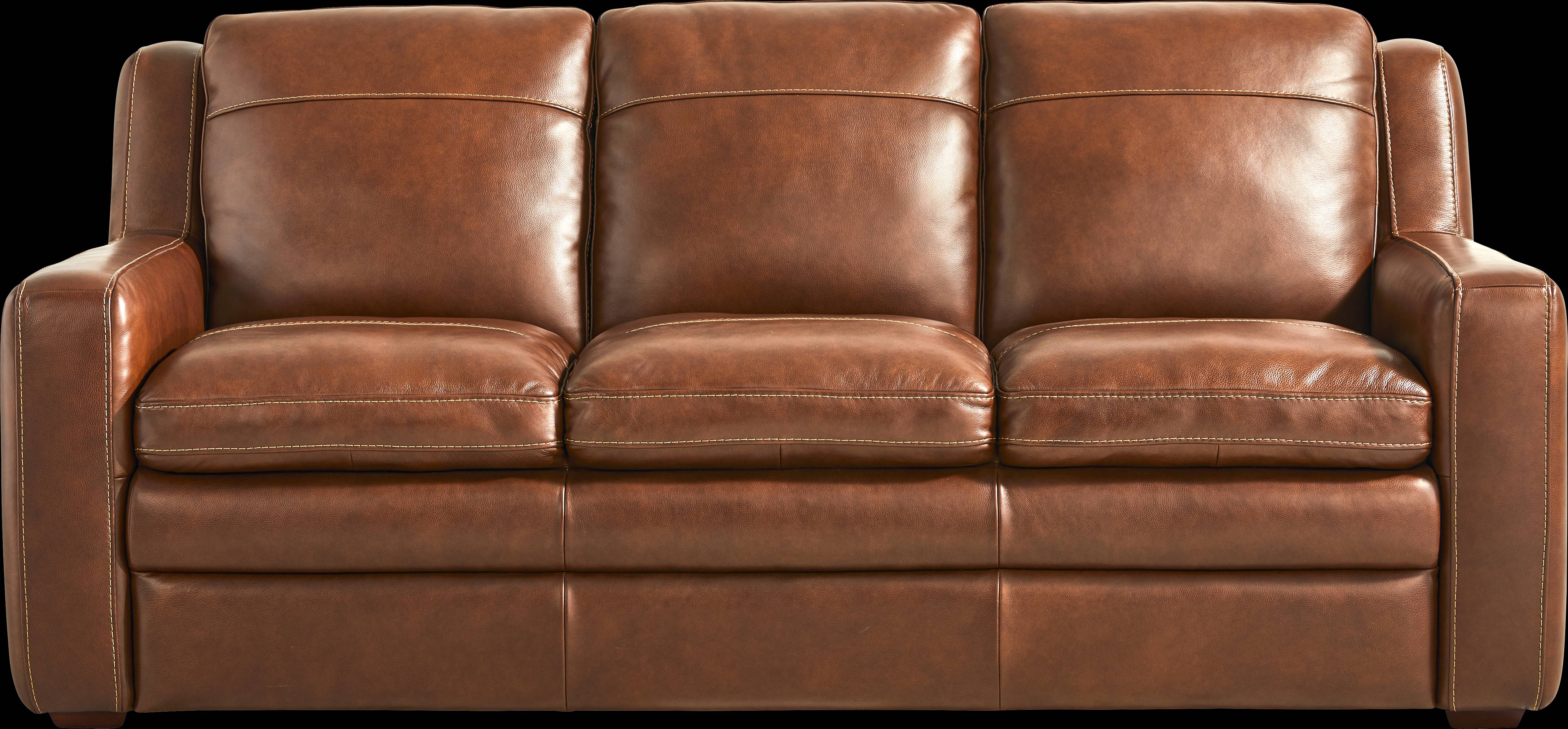 Salinger Brown Leather Sleeper Sofa - Thumbnail - Image 1