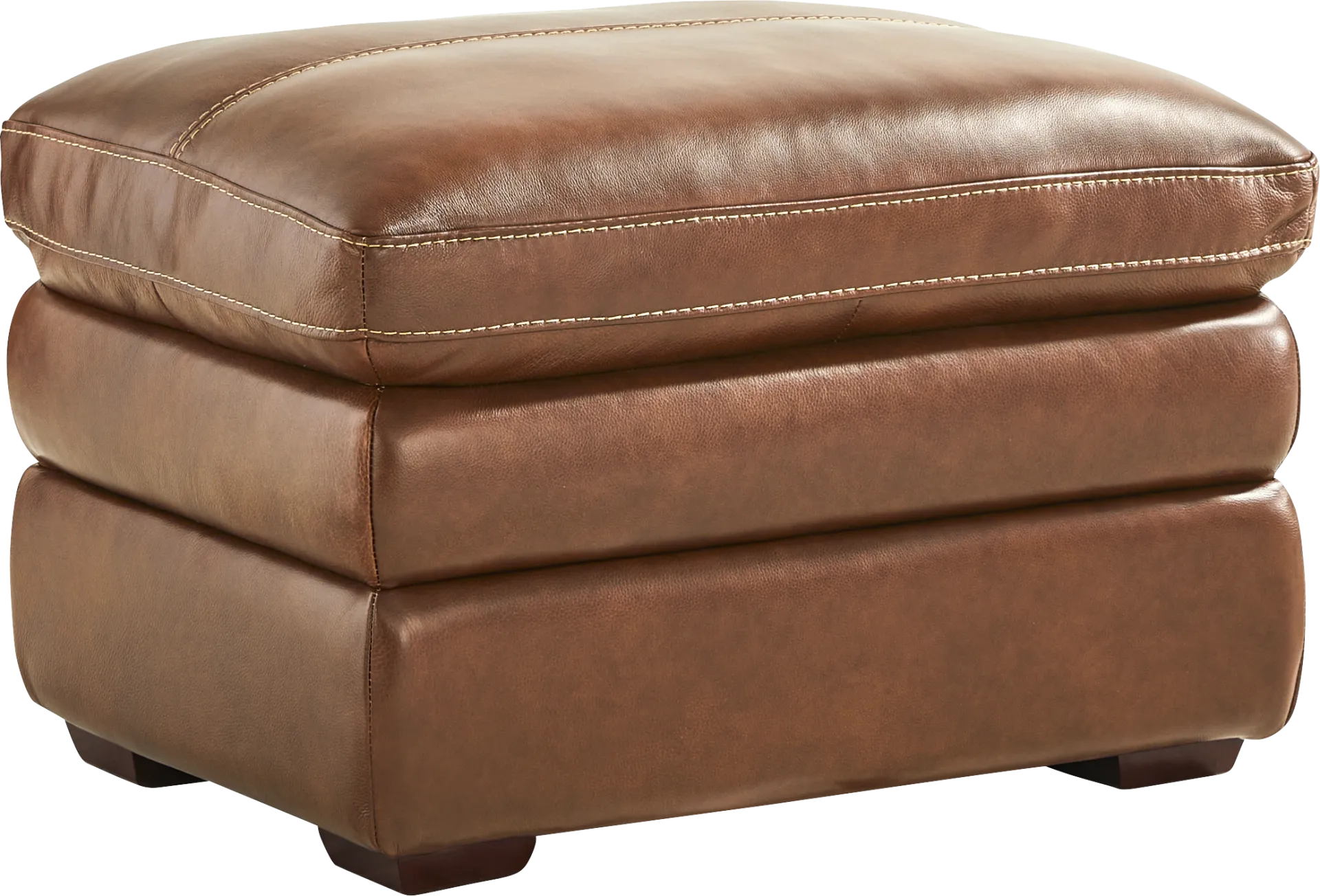 Salinger Brown Leather Ottoman - Image 1