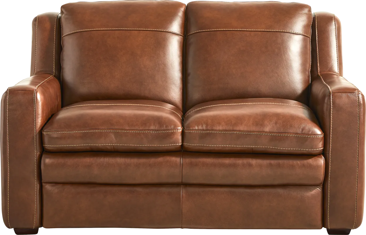 Salinger Brown Leather Loveseat