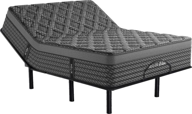 Helix Midnight Elite Queen Mattress Set with Head Up Only Base