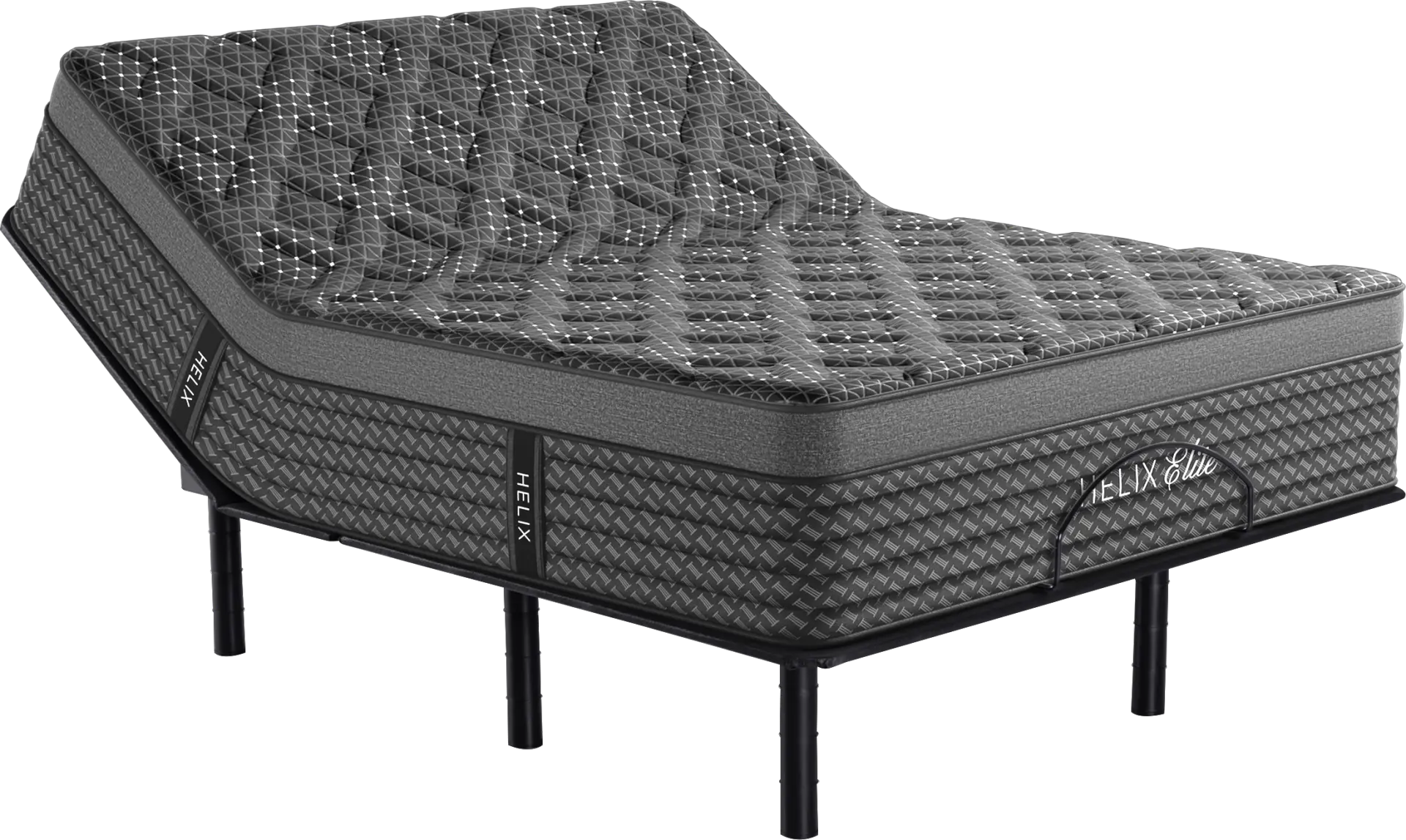 Helix Midnight Elite Queen Mattress Set with Head Up Only Base