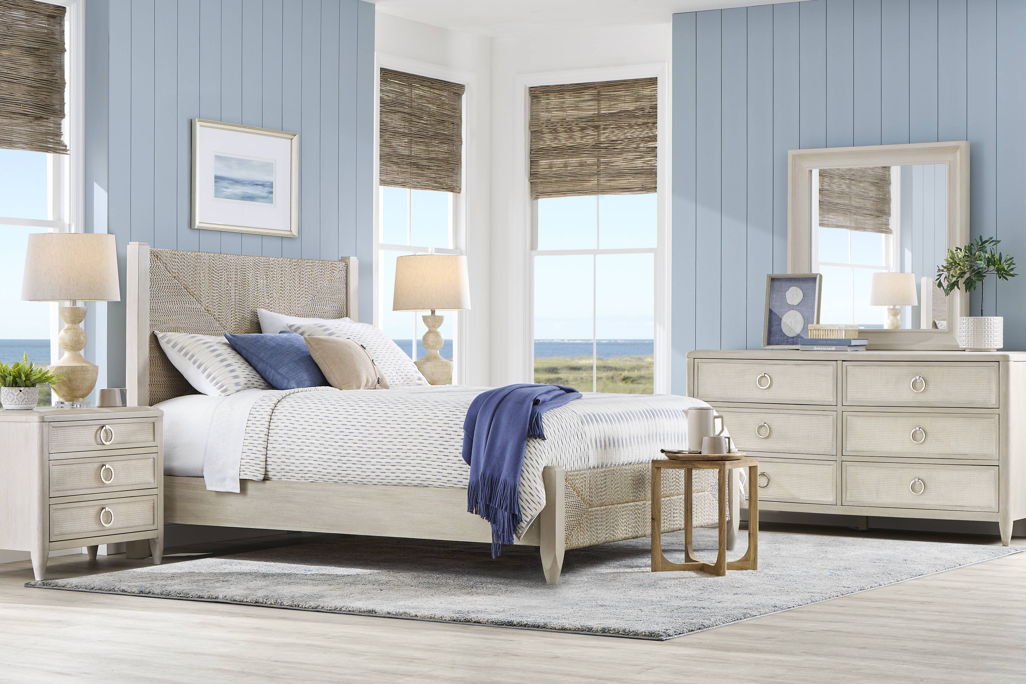 Maldive White 7 Pc King Panel Bedroom - Thumbnail - Image 1