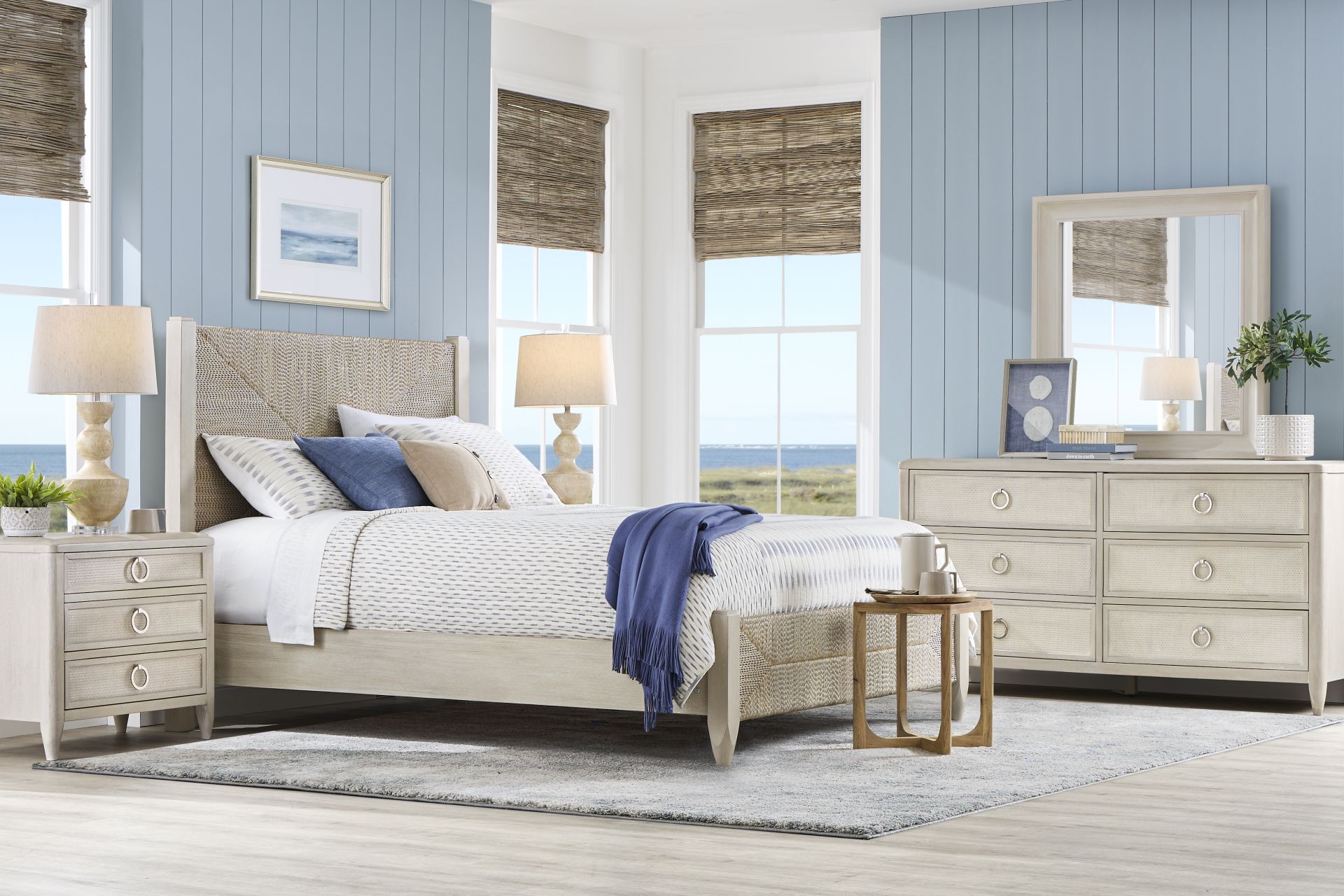 Maldive White 7 Pc King Panel Bedroom - Image 1