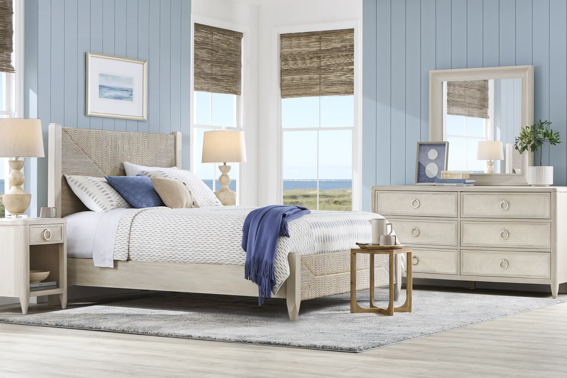 Maldive White 3 Pc Queen Panel Bed - Image 1