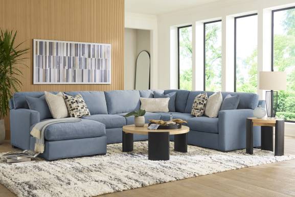 Harmonie Blue 3 Pc Gel Foam Sleeper Sectional