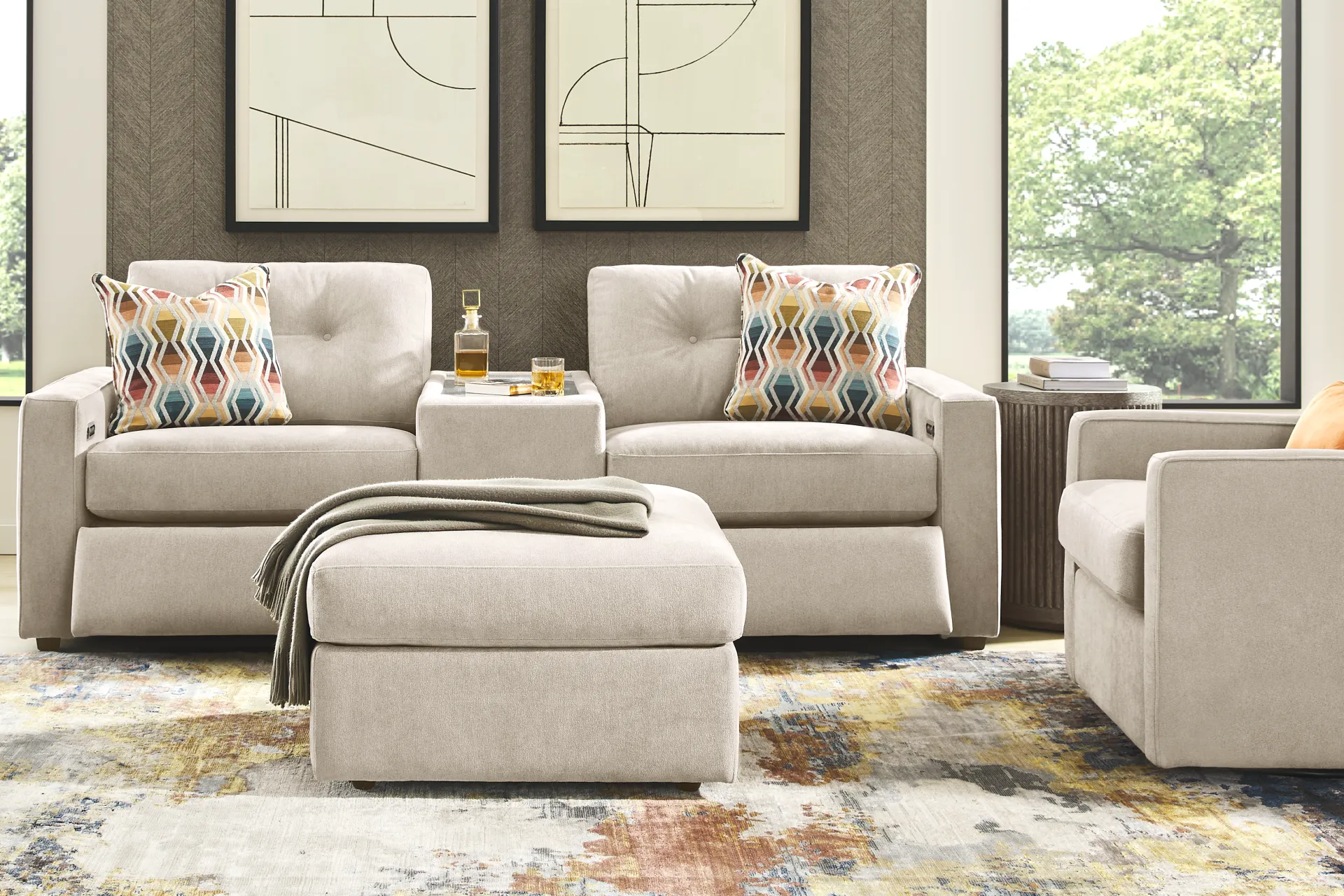 Beige 3 Pc Power Reclining ModularOne - Image 1