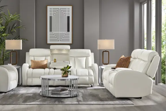 Copperfield White 5 Pc Dual Power Reclining Living Room