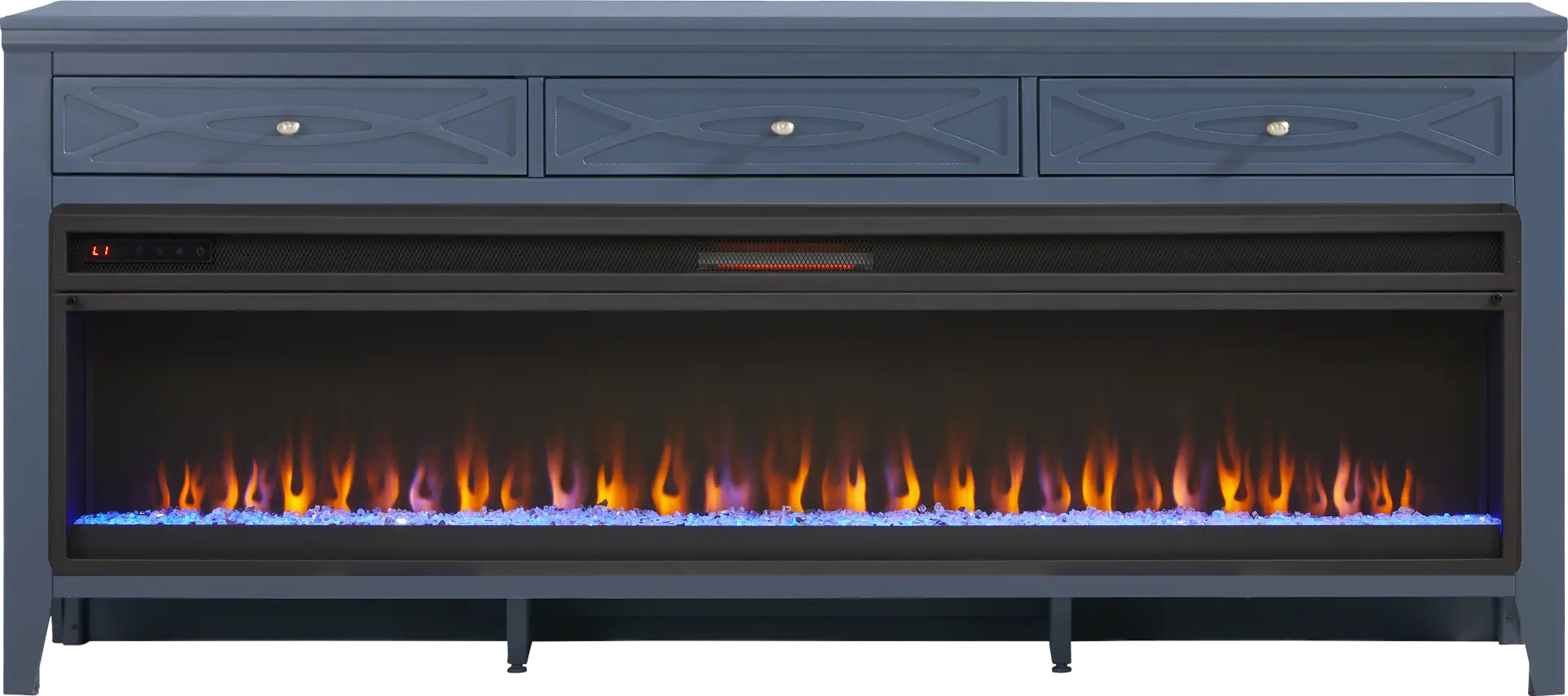 Abbie II Blue 77 in. Console with Electric Fireplace