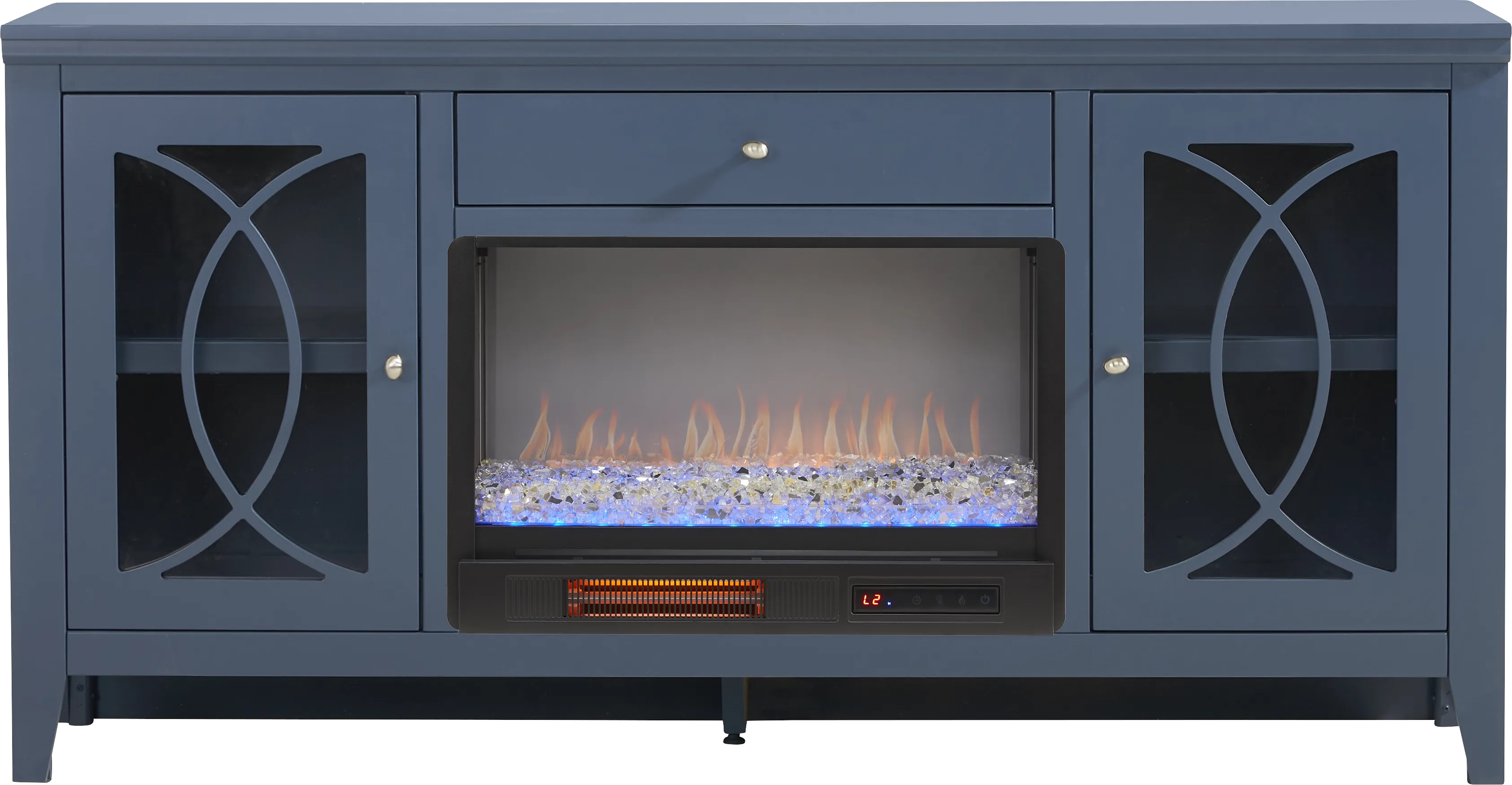 Abbie II Blue 66 in. Console with Electric Fireplace - Thumbnail - Image 1