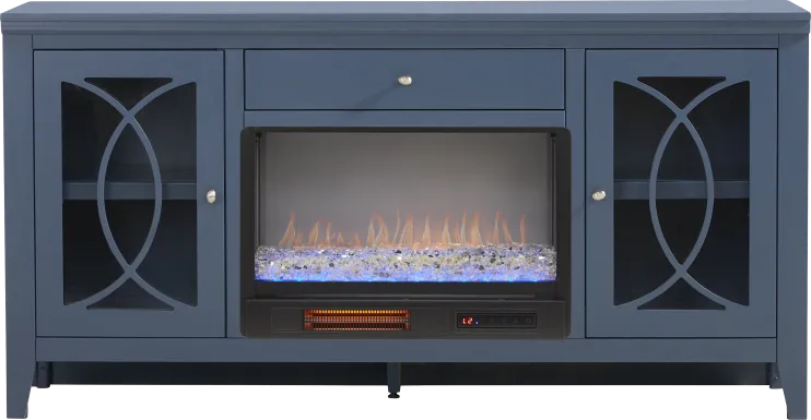 Abbie II Blue 66 in. Console with Electric Fireplace