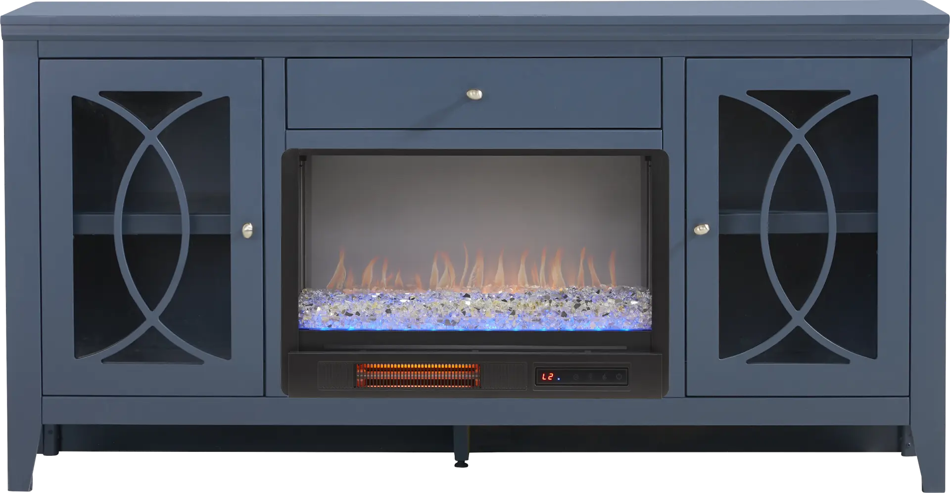 Abbie II Blue 66 in. Console with Electric Fireplace