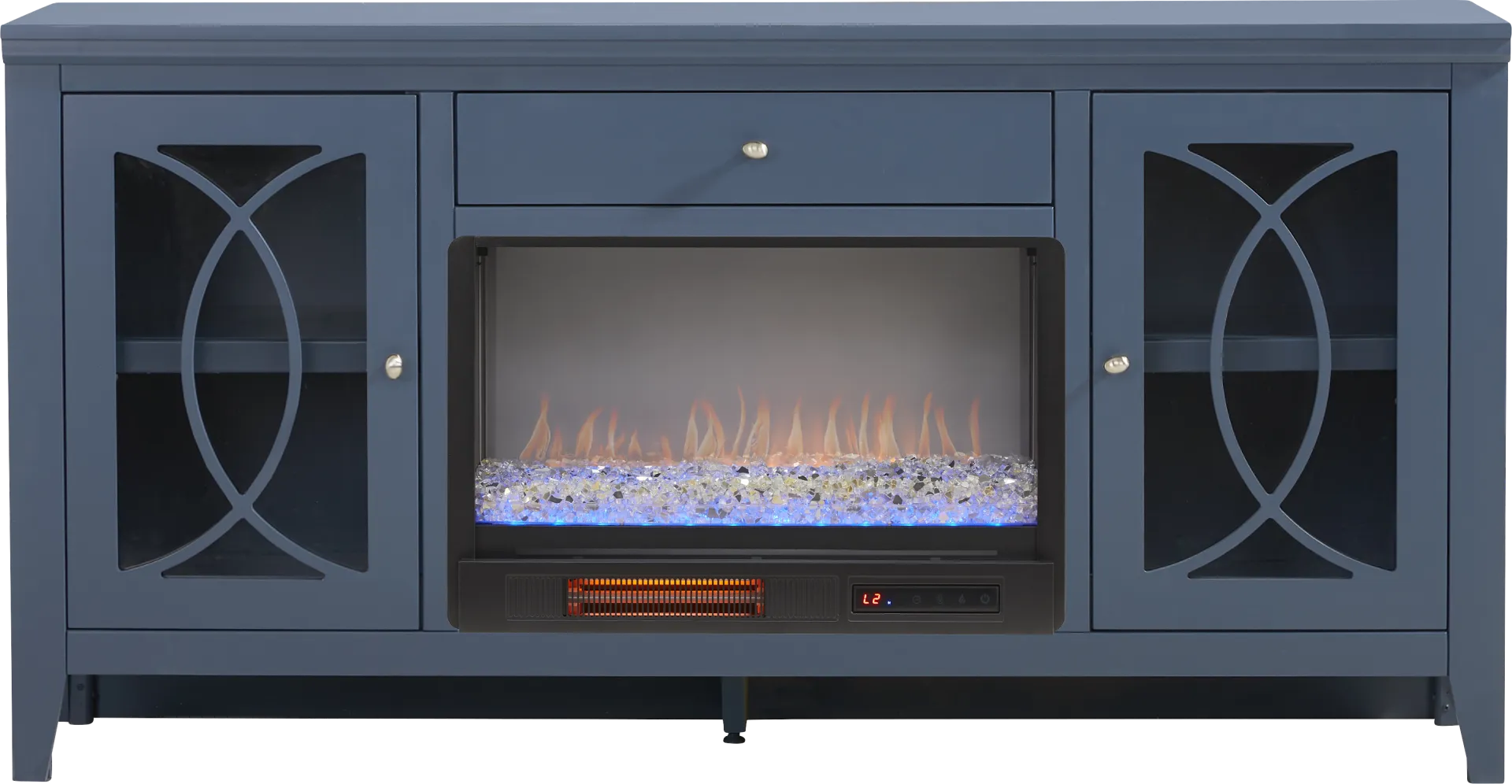 Abbie II Blue 66 in. Console with Electric Fireplace - Image 1