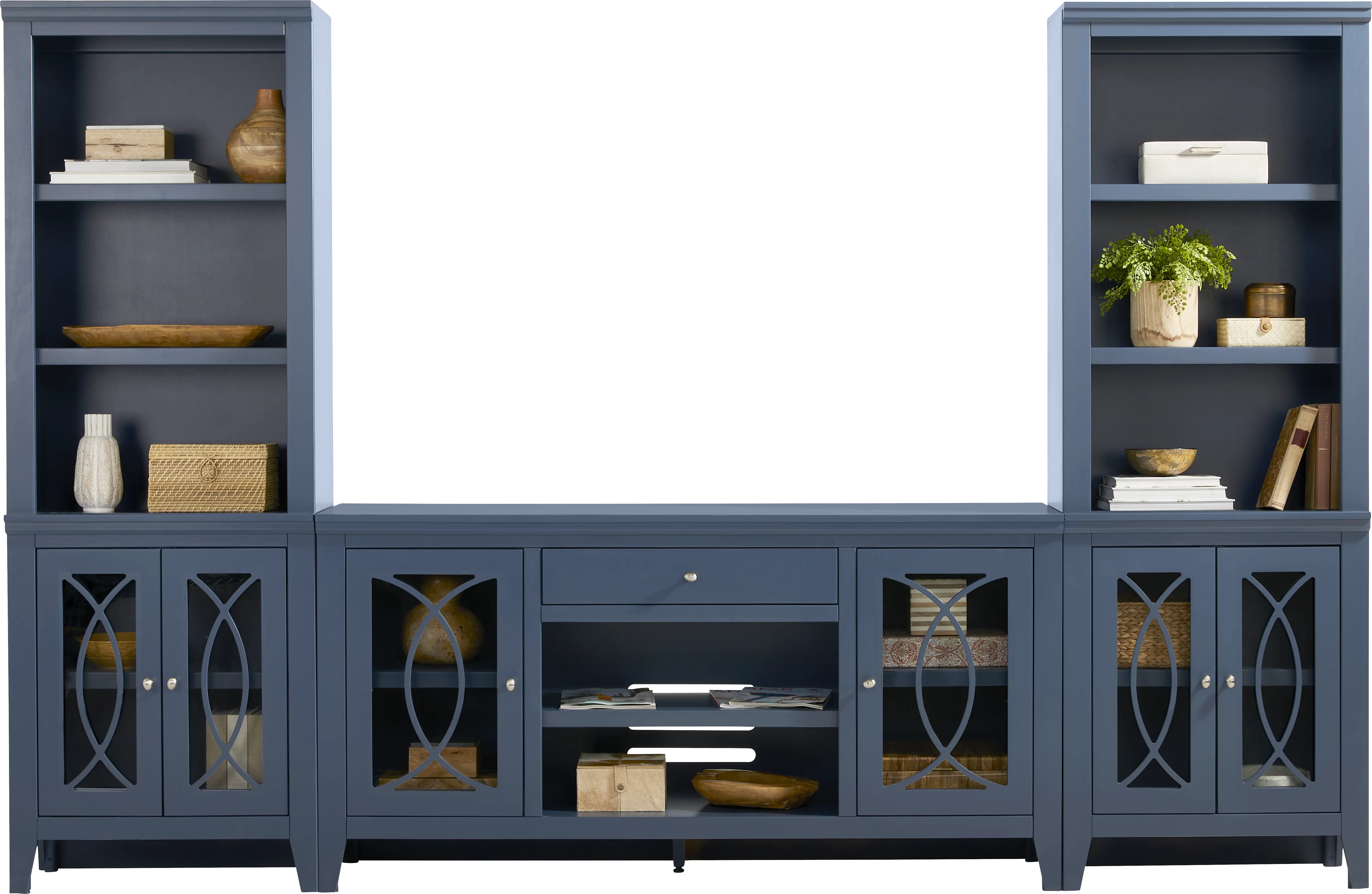 Abbie II Blue 3 Pc Wall Unit with 66 in. Console - Thumbnail - Image 1