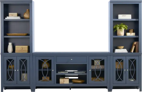 Abbie II Blue 3 Pc Wall Unit with 66 in. Console
