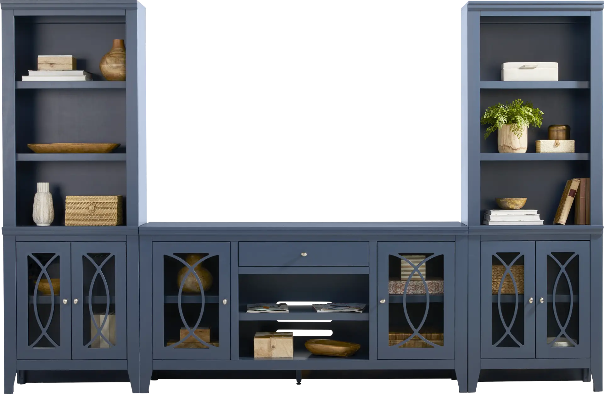 Abbie II Blue 3 Pc Wall Unit with 66 in. Console
