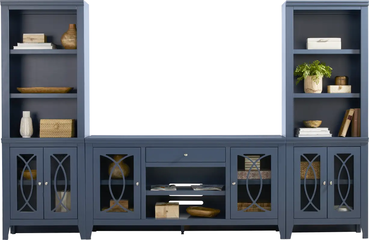 Abbie II Blue 3 Pc Wall Unit with 66 in. Console