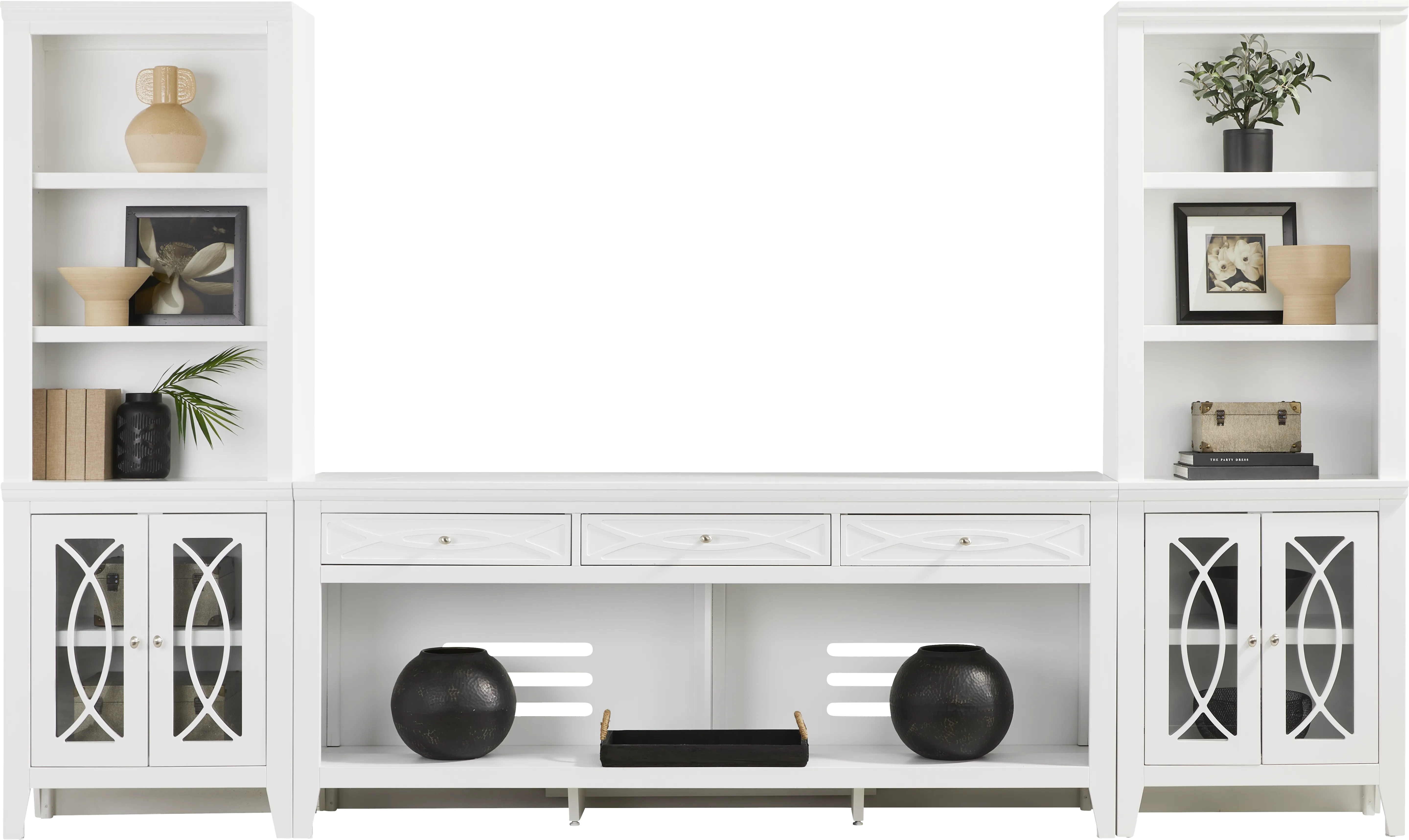 Abbie II White 3 Pc Wall Unit with 77 in. Console - Thumbnail - Image 1