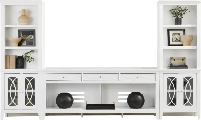 Abbie II White 3 Pc Wall Unit with 77 in. Console
