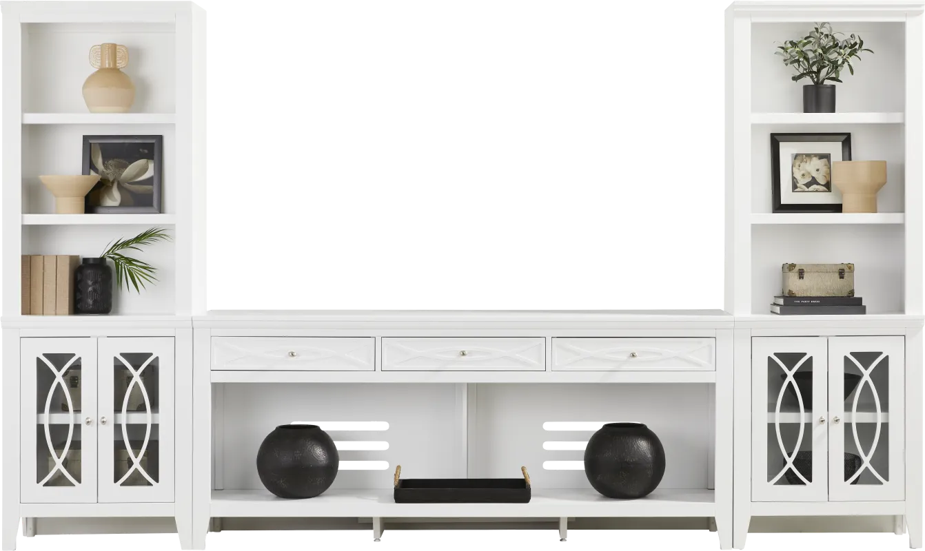Abbie II White 3 Pc Wall Unit with 77 in. Console