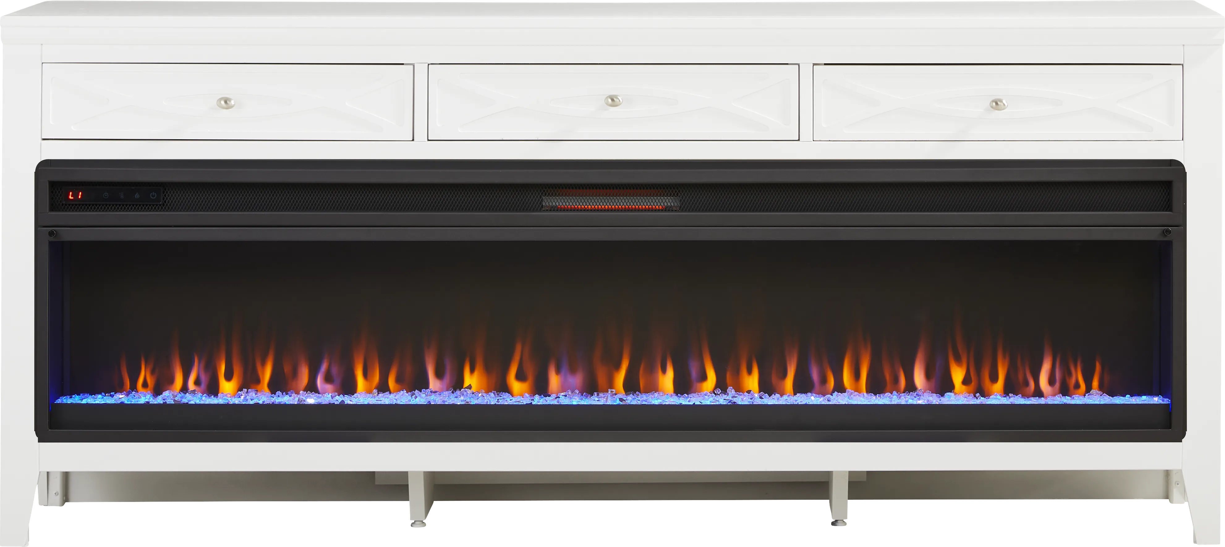 Abbie II White 77 in. Console with Electric Fireplace - Thumbnail - Image 1