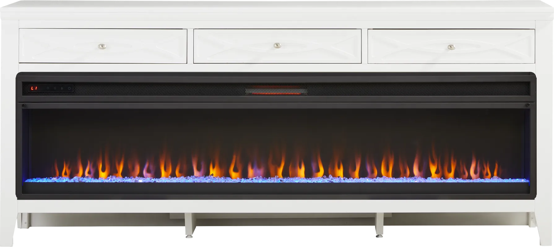Abbie II White 77 in. Console with Electric Fireplace