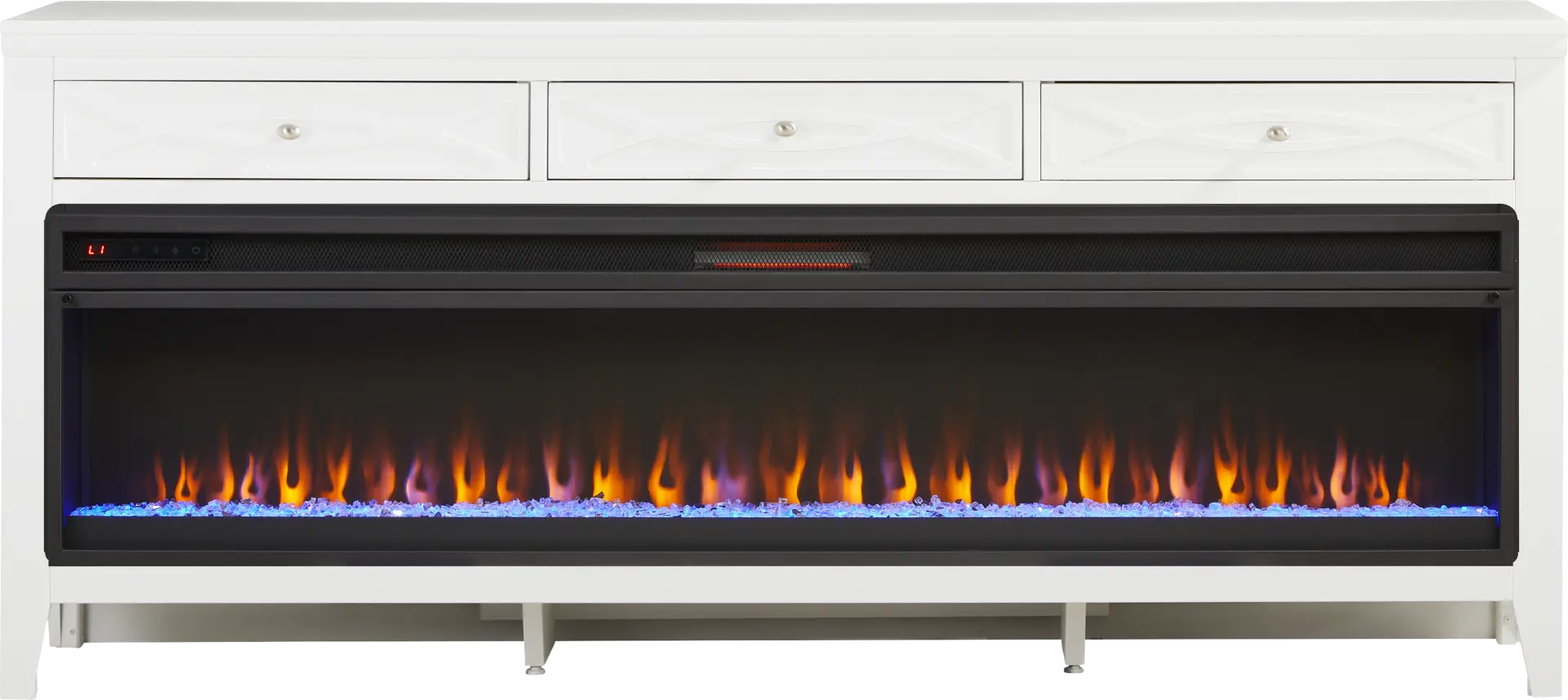 Abbie II White 77 in. Console with Electric Fireplace