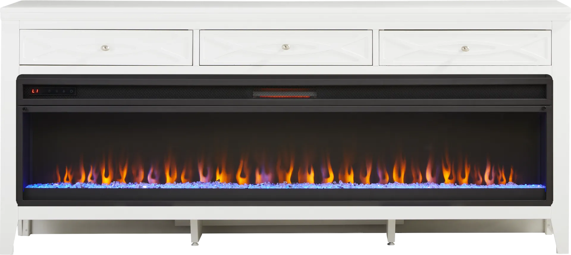 Abbie II White 77 in. Console with Electric Fireplace - Image 1