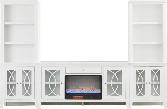 Abbie II White 3 Pc Wall Unit with 66 in. Console and Electric Fireplace