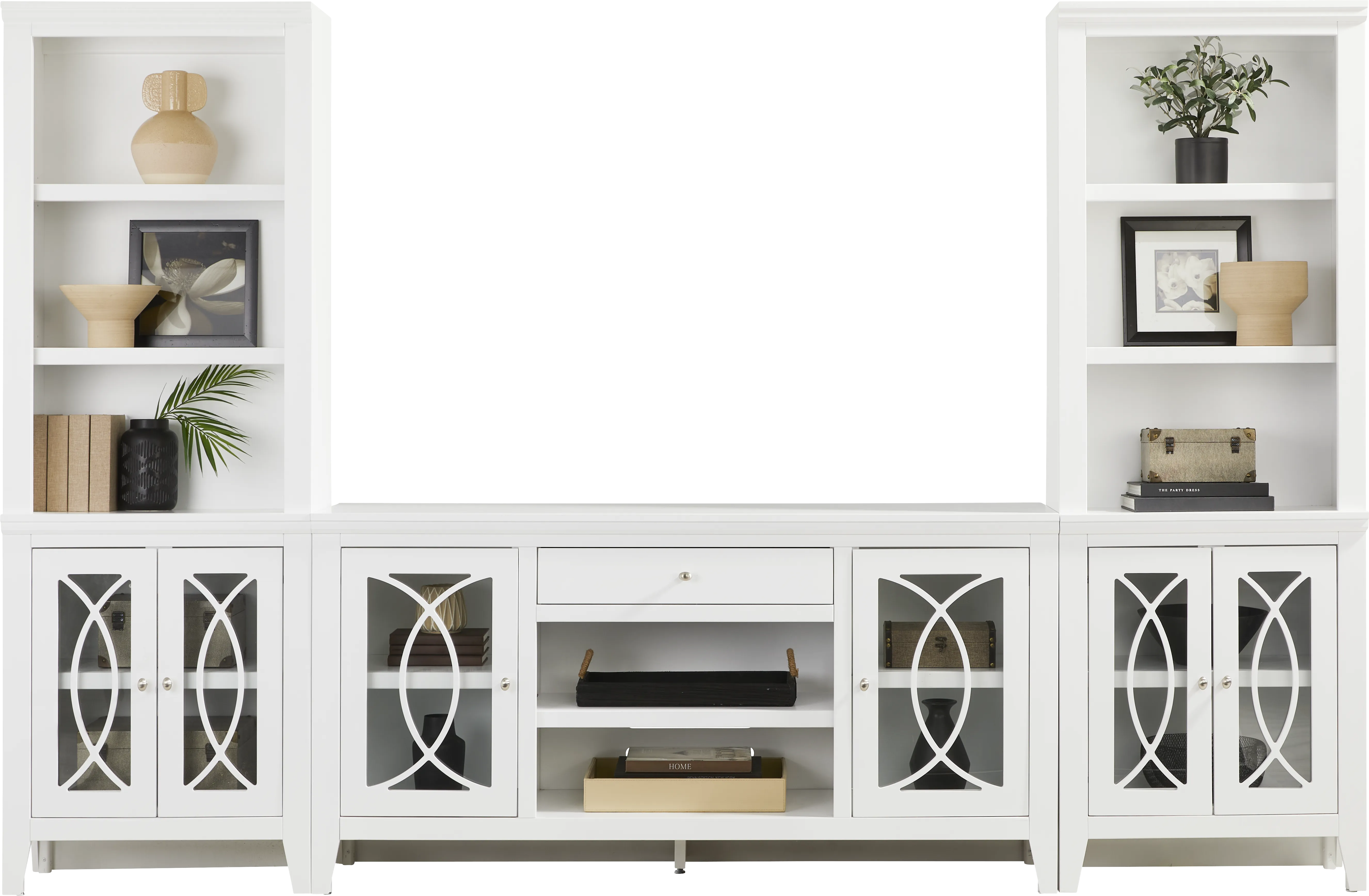 Abbie II White 3 Pc Wall Unit with 66 in. Console - Thumbnail - Image 1