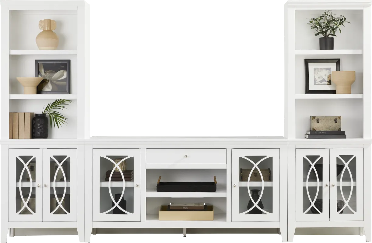 Abbie II White 3 Pc Wall Unit with 66 in. Console