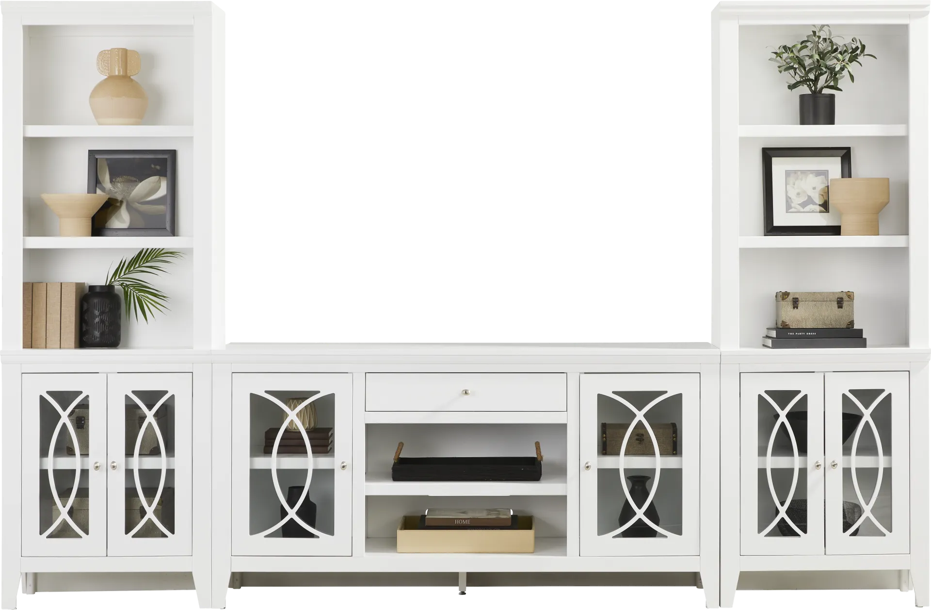 Abbie II White 3 Pc Wall Unit with 66 in. Console - Image 1