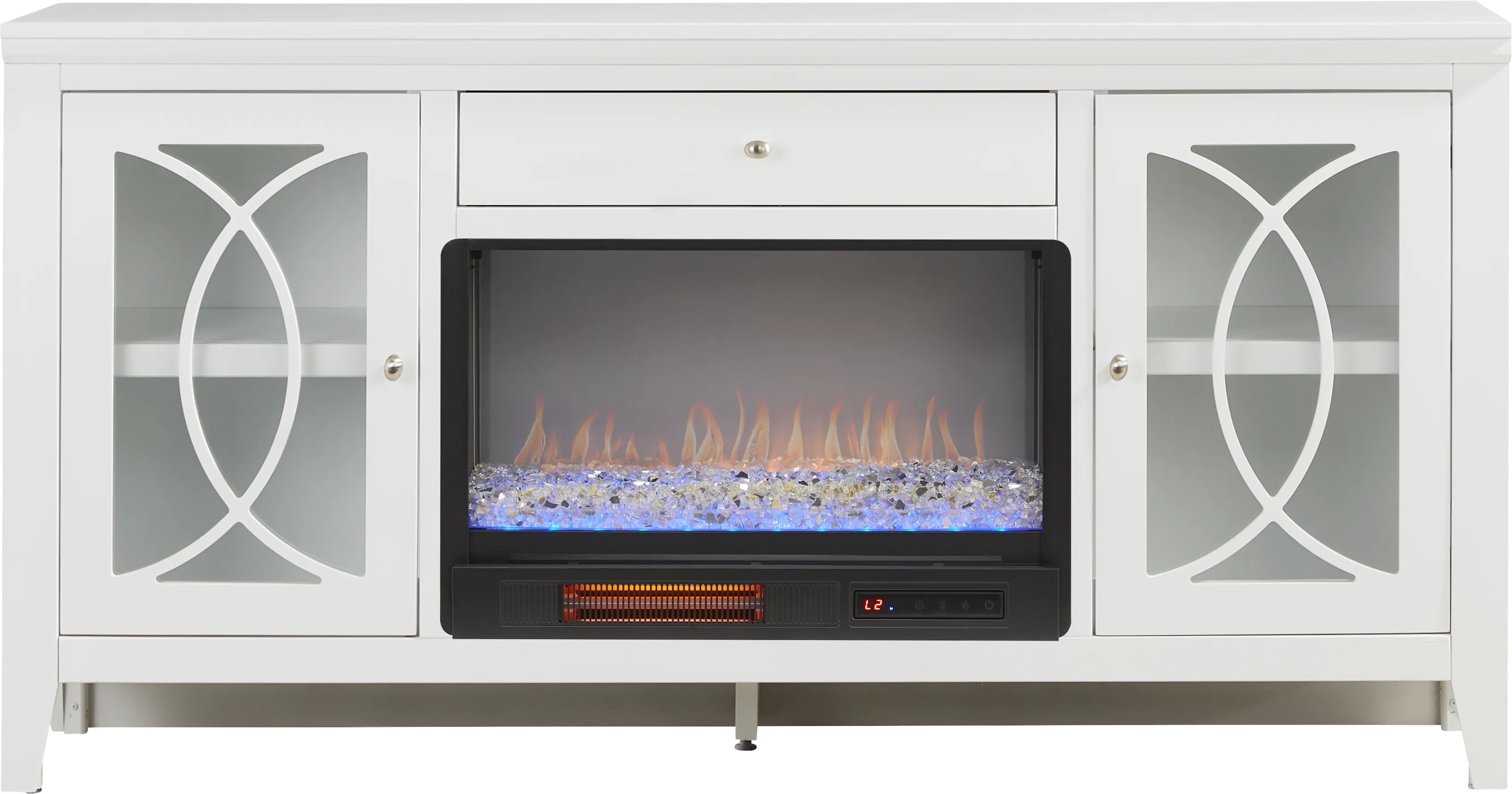Abbie II White 66 in. Console with Electric Fireplace - Thumbnail - Image 1