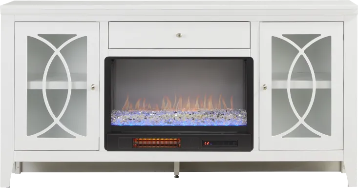 Abbie II White 66 in. Console with Electric Fireplace