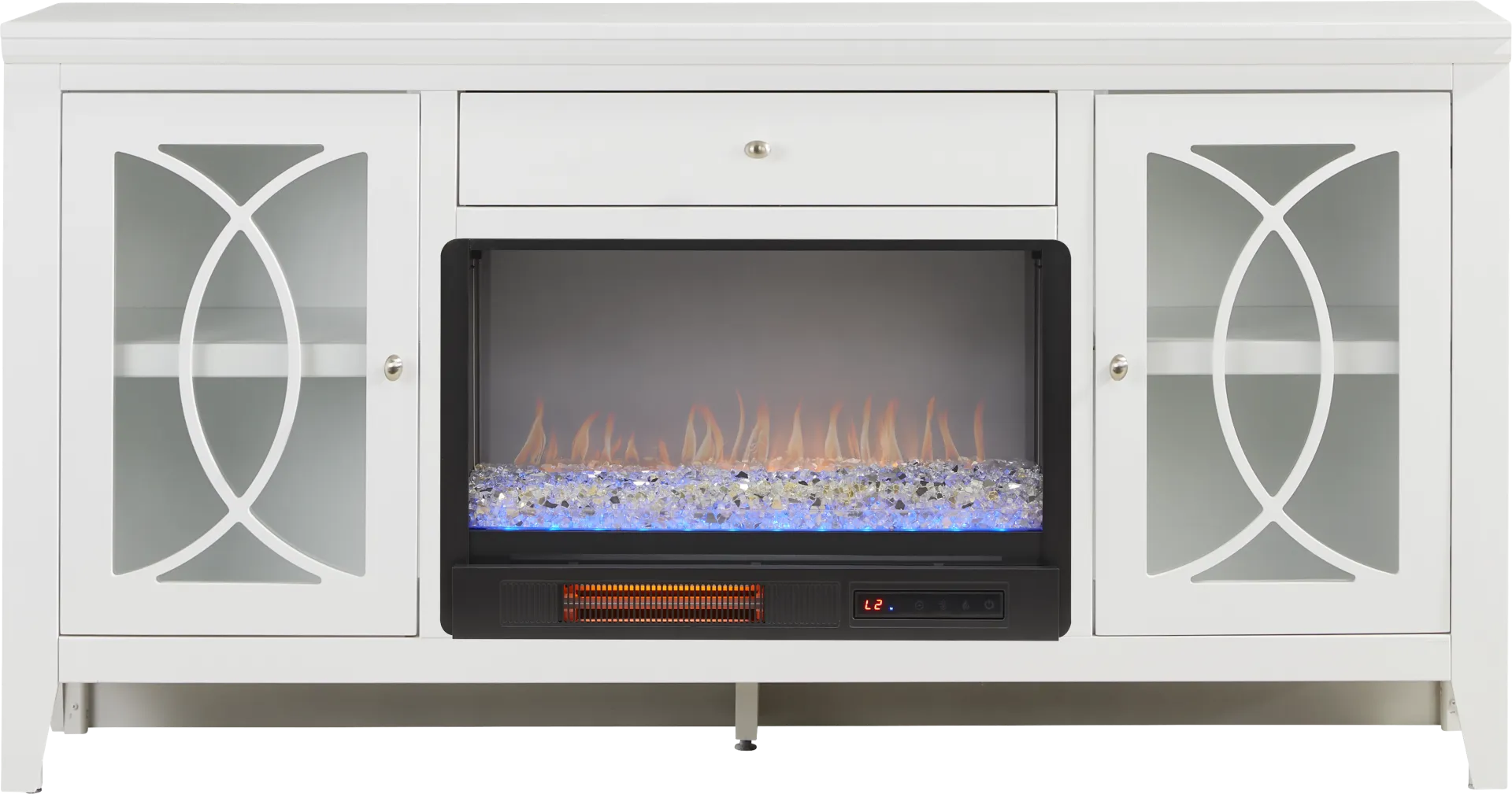 Abbie II White 66 in. Console with Electric Fireplace - Image 1