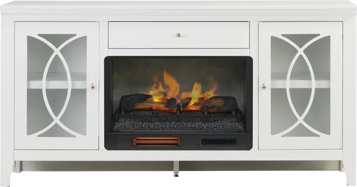 Abbie II White 66 in. Console with Electric Log Fireplace