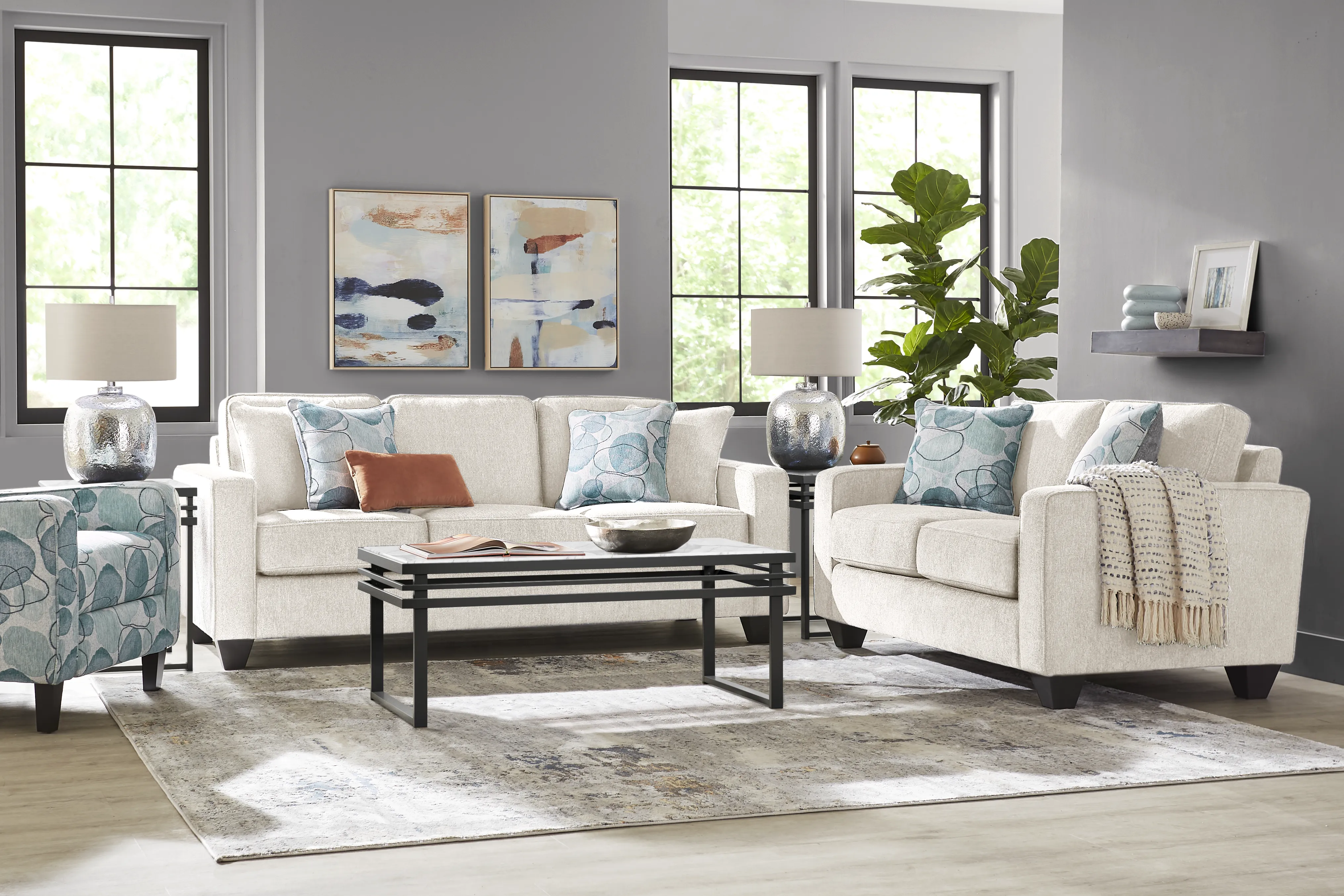 Alanis Bay White 7 Pc Living Room - Thumbnail - Image 1