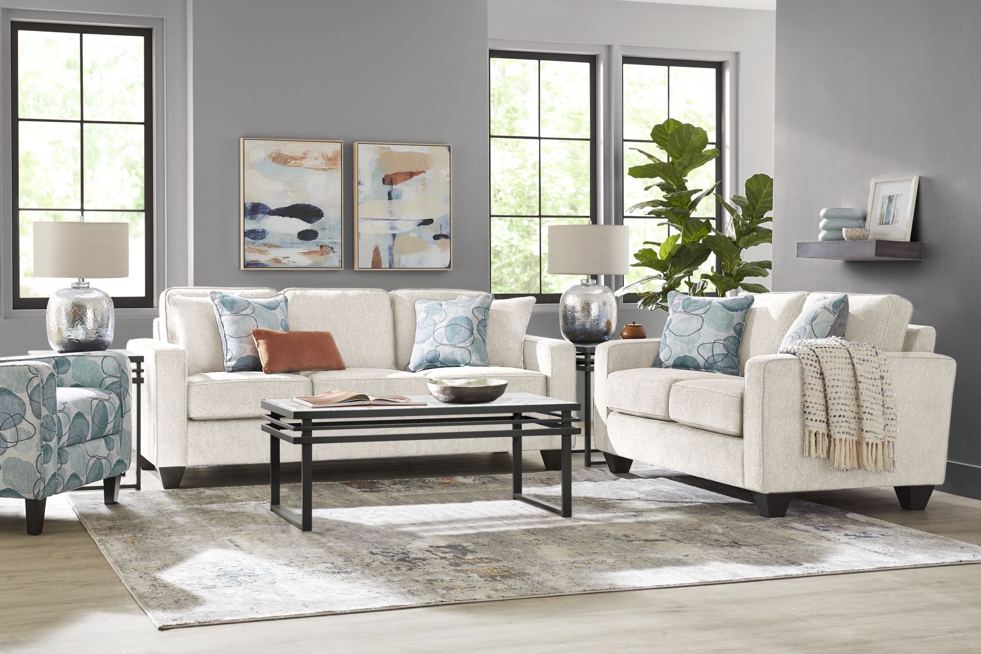 Alanis Bay White 7 Pc Living Room - Image 1