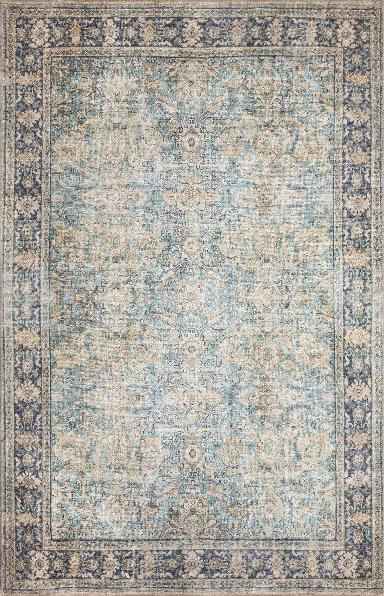 Veris Aqua 6'3 x 9'6 Machine Washable Rug - Thumbnail - Image 1