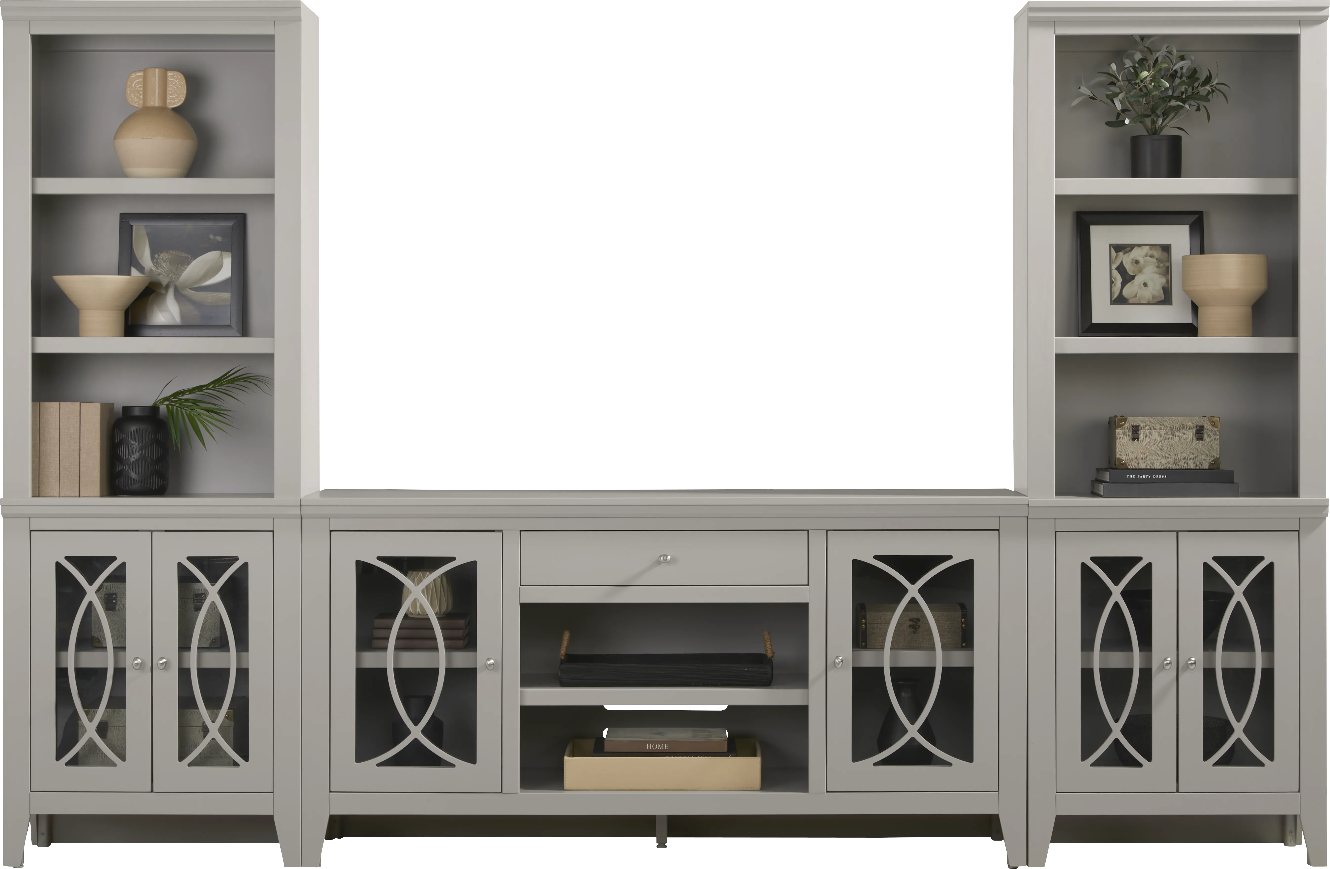 Abbie II Gray 3 Pc Wall Unit with 66 in. Console - Thumbnail - Image 1