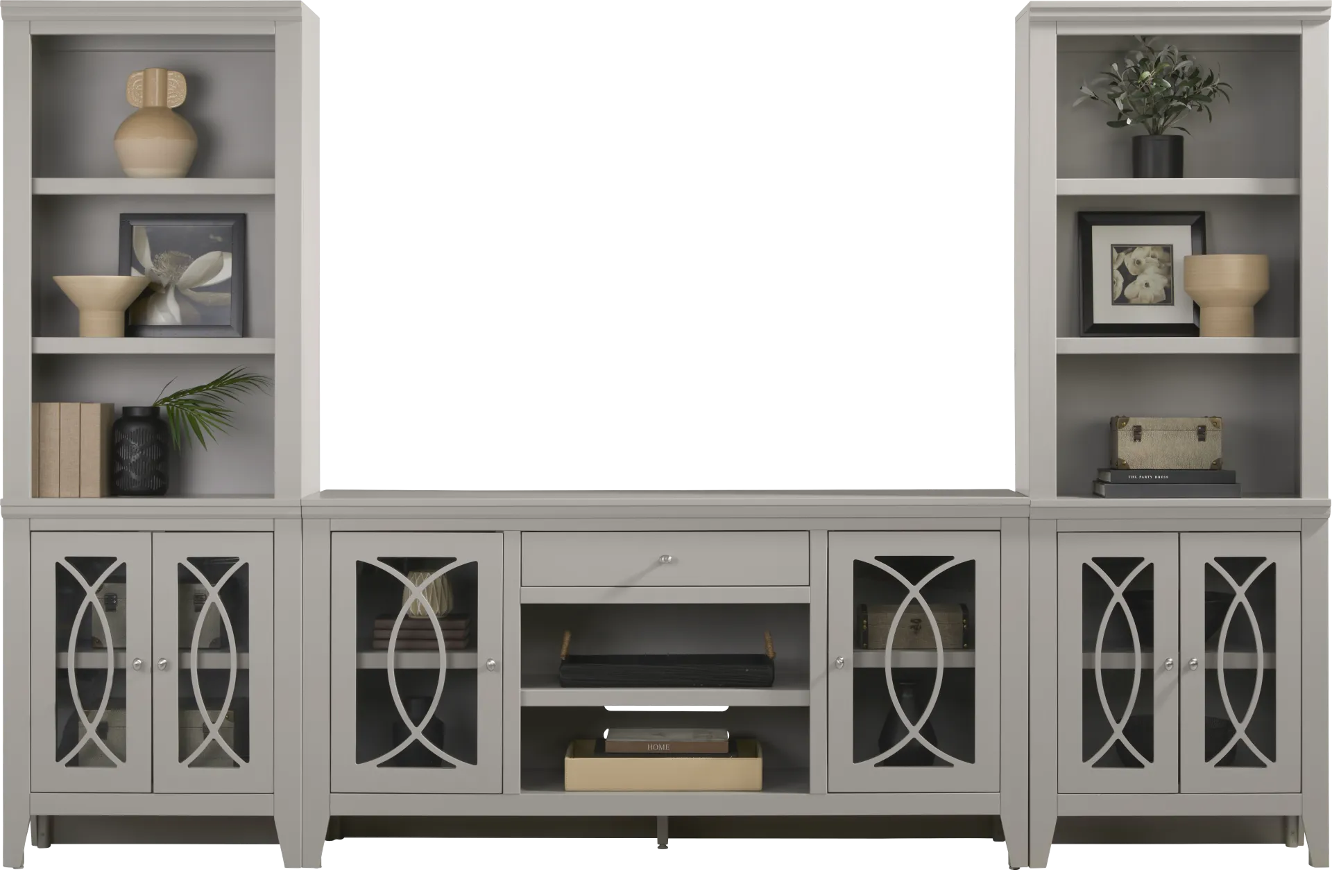 Abbie II Gray 3 Pc Wall Unit with 66 in. Console - Image 1