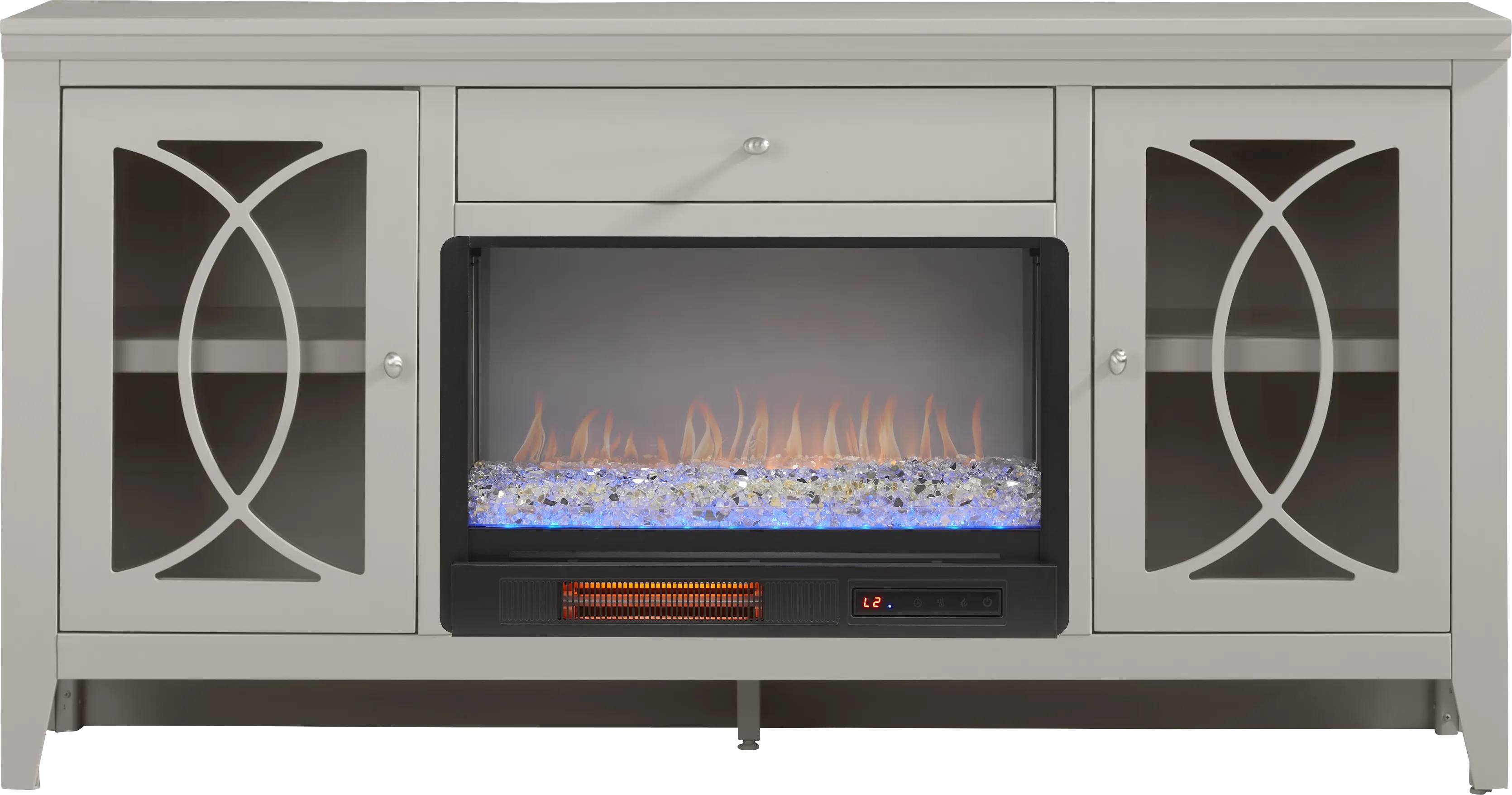 Abbie II Gray 66 in. Console with Electric Fireplace - Thumbnail - Image 1