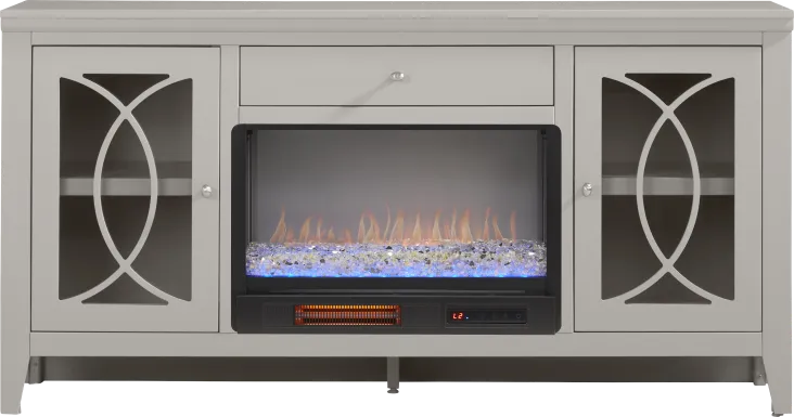 Abbie II Gray 66 in. Console with Electric Fireplace