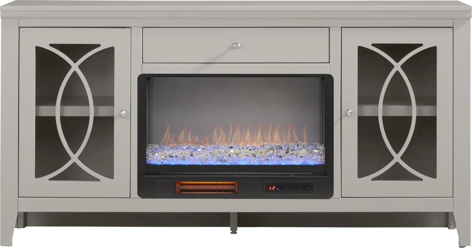 Abbie II Gray 66 in. Console with Electric Fireplace