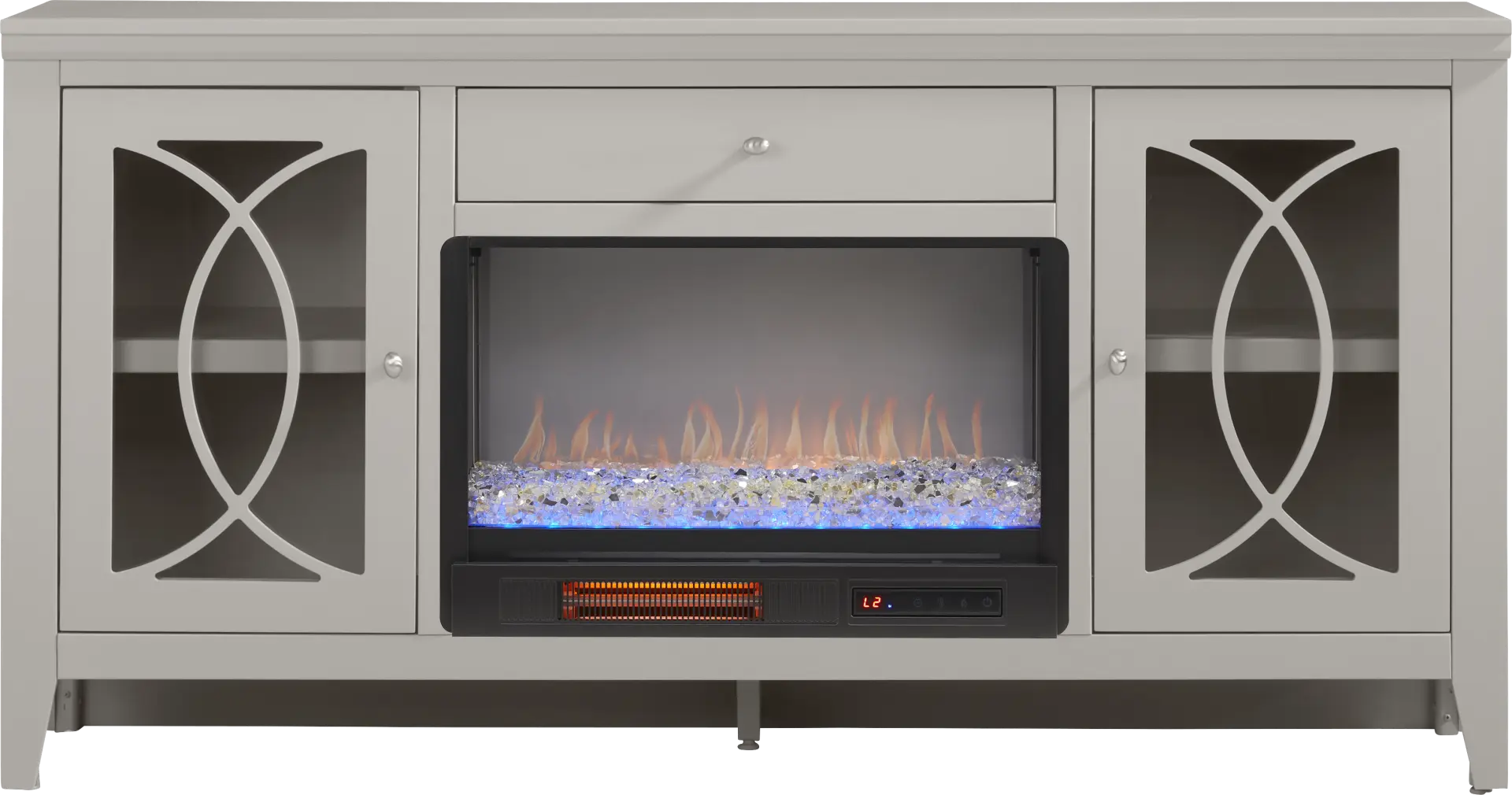 Abbie II Gray 66 in. Console with Electric Fireplace
