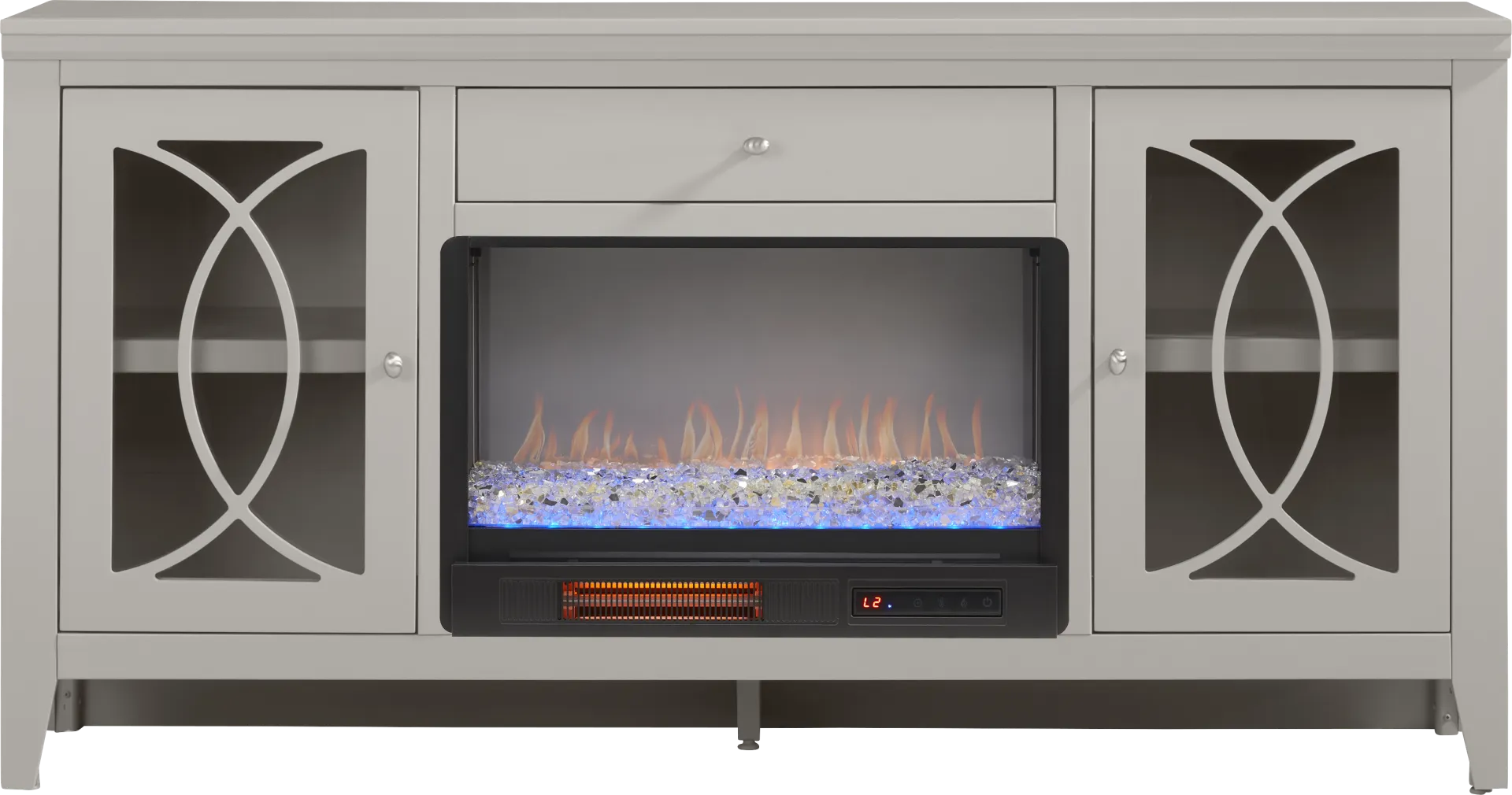 Abbie II Gray 66 in. Console with Electric Fireplace - Image 1