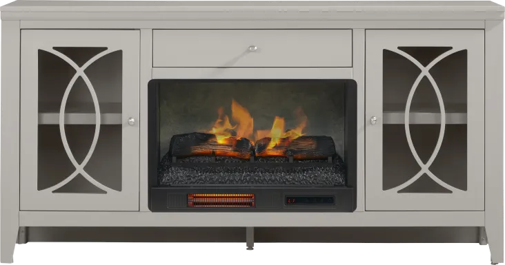 Abbie II Gray 66 in. Console with Electric Log Fireplace