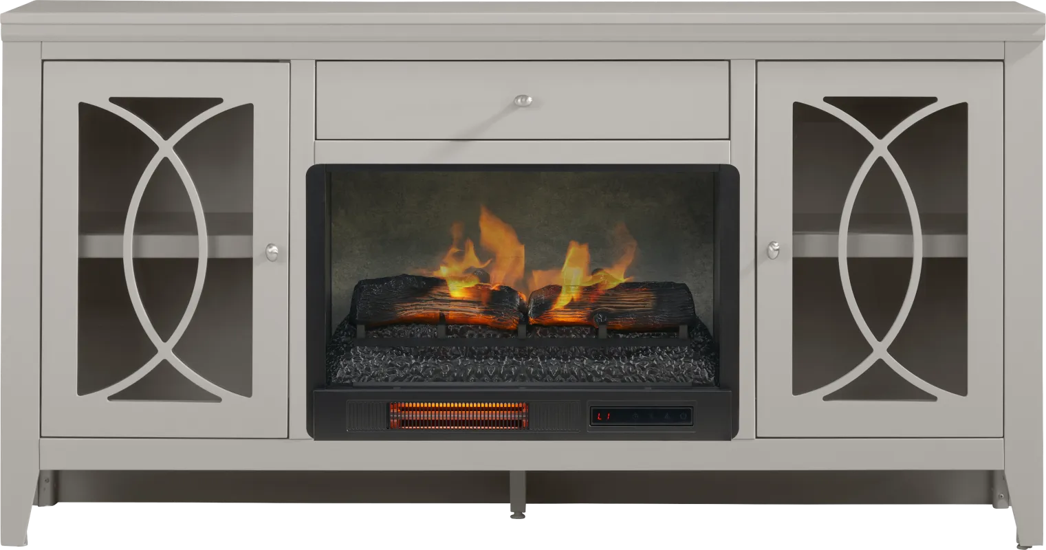 Abbie II Gray 66 in. Console with Electric Log Fireplace