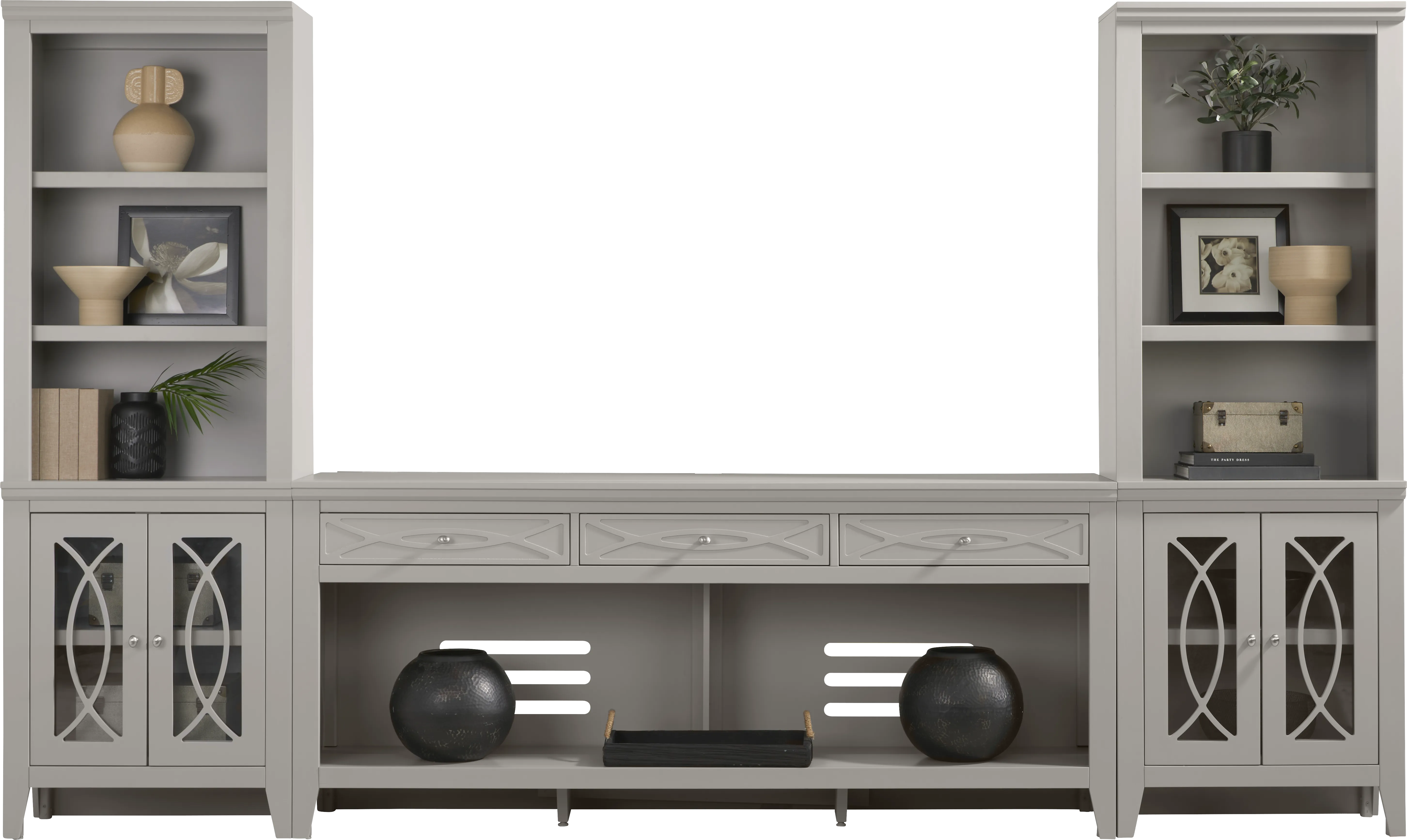 Abbie II Gray 3 Pc Wall Unit with 77 in. Console - Thumbnail - Image 1