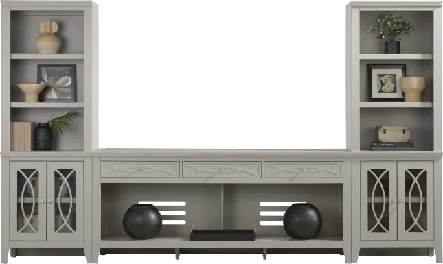 Abbie II Gray 3 Pc Wall Unit with 77 in. Console