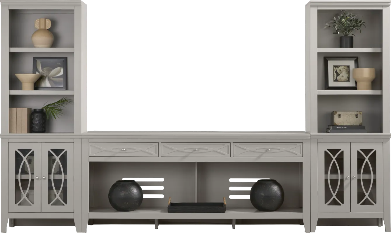 Abbie II Gray 3 Pc Wall Unit with 77 in. Console